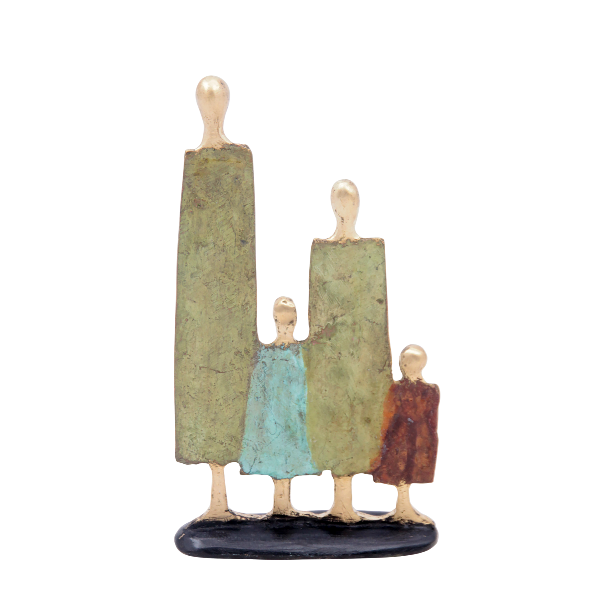 Famille 4 personnages marron et vert n°5 