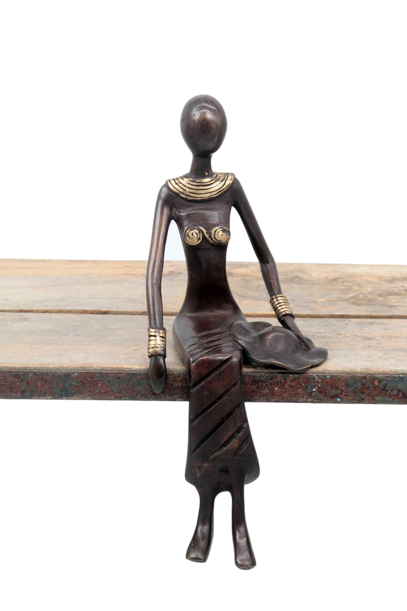 Bronze Moma assis 25 cm marron n°1 