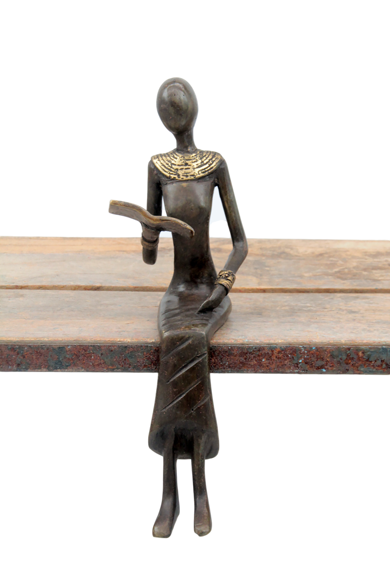 Bronze Moma assis 25 cm marron n°4 