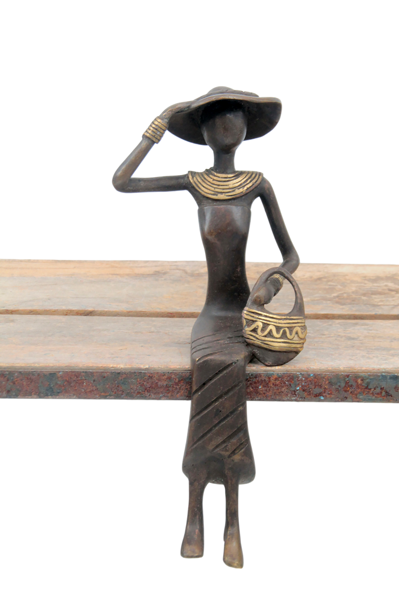 Bronze Moma assis 25 cm marron n°6 