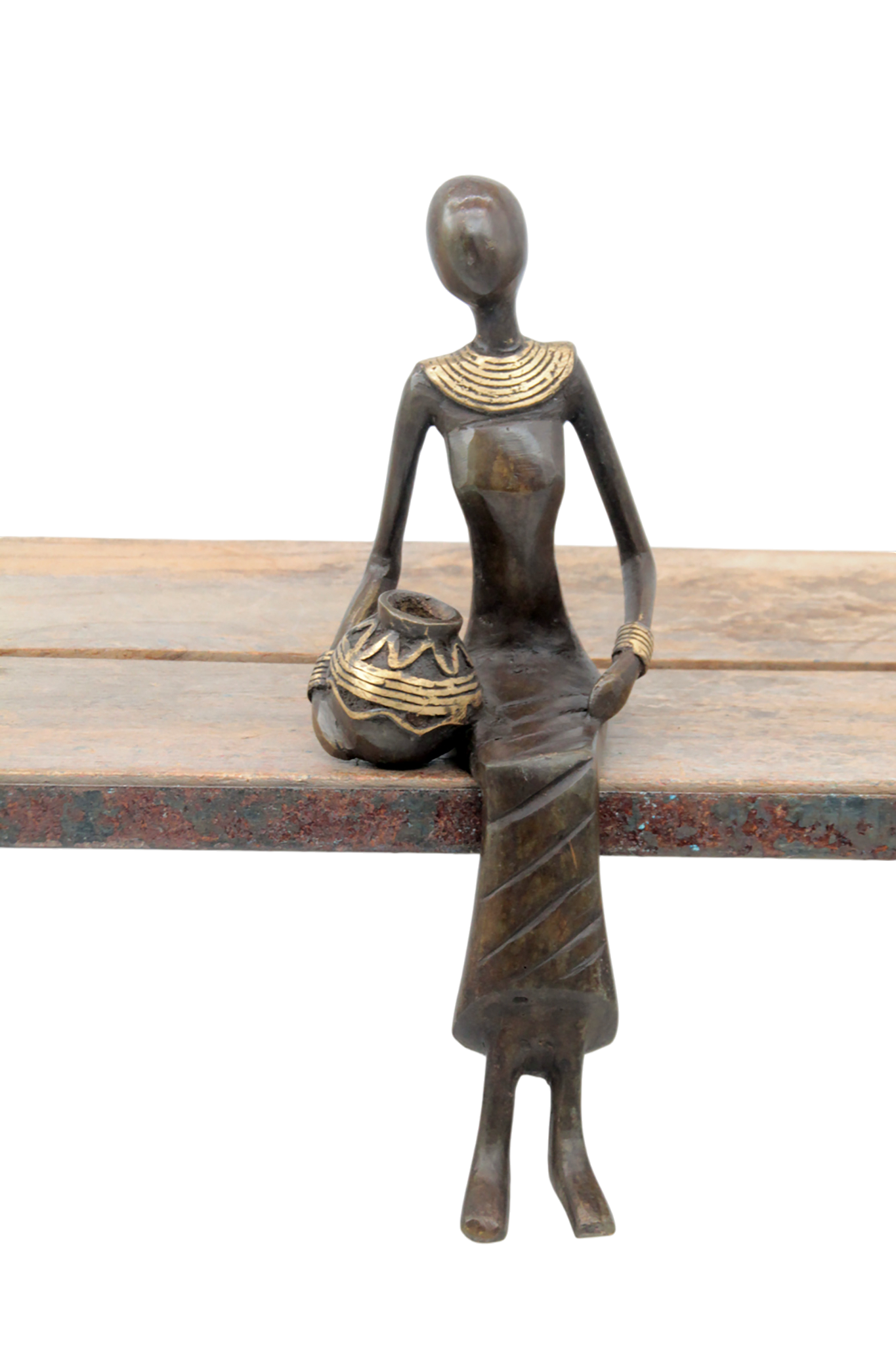 Bronze Moma assis 25 cm marron n°7 