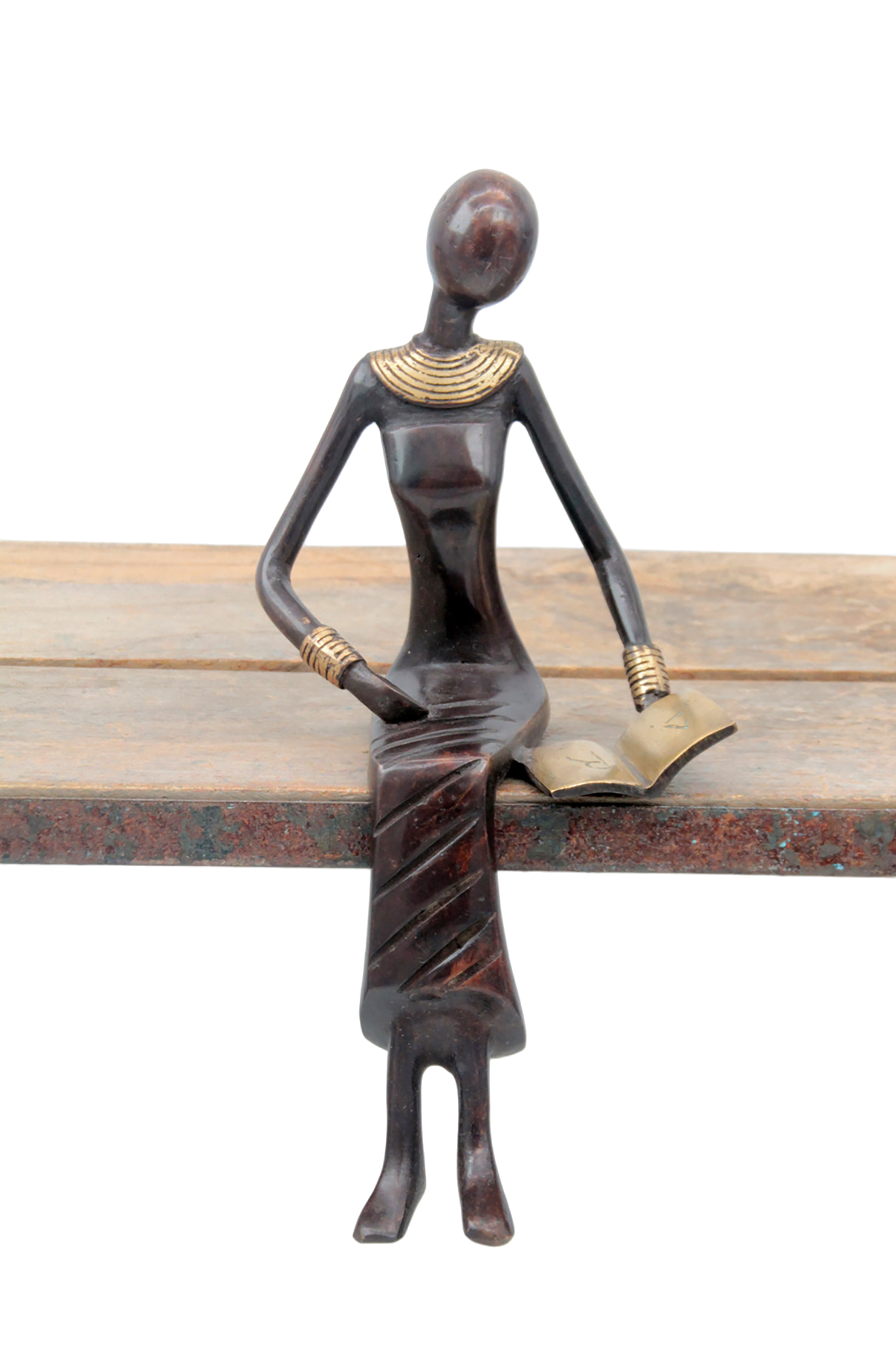 Bronze Moma assis 25 cm marron n°8 