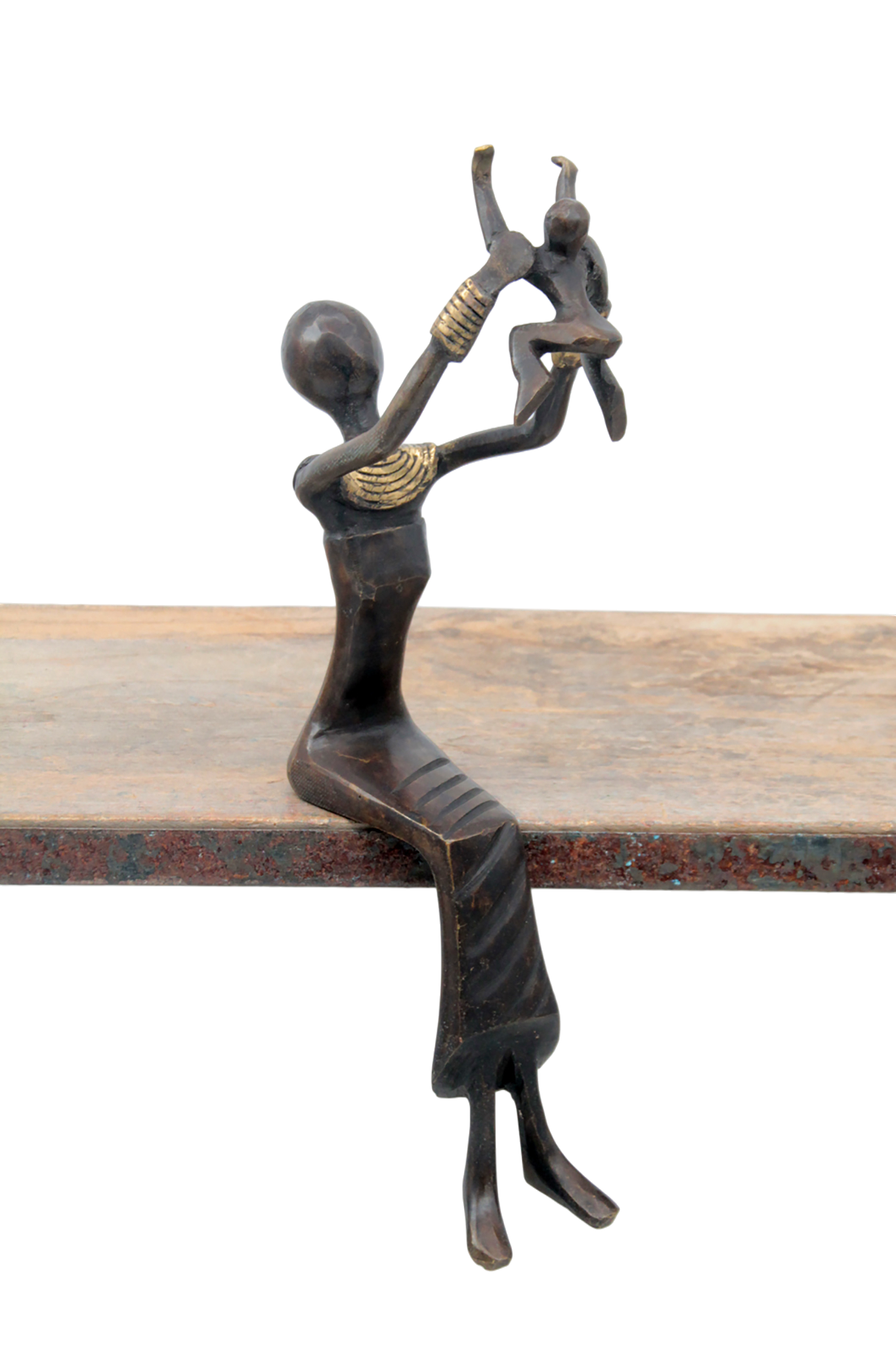 Bronze Moma assis 25 cm marron n°13 