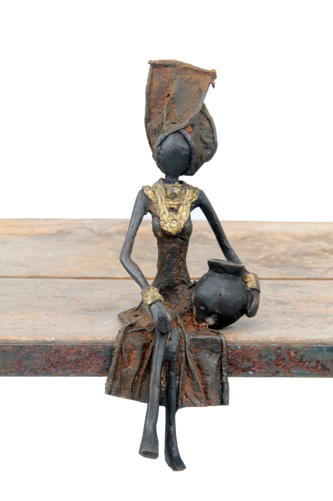 Bronze assis 20 cm marron n°3 