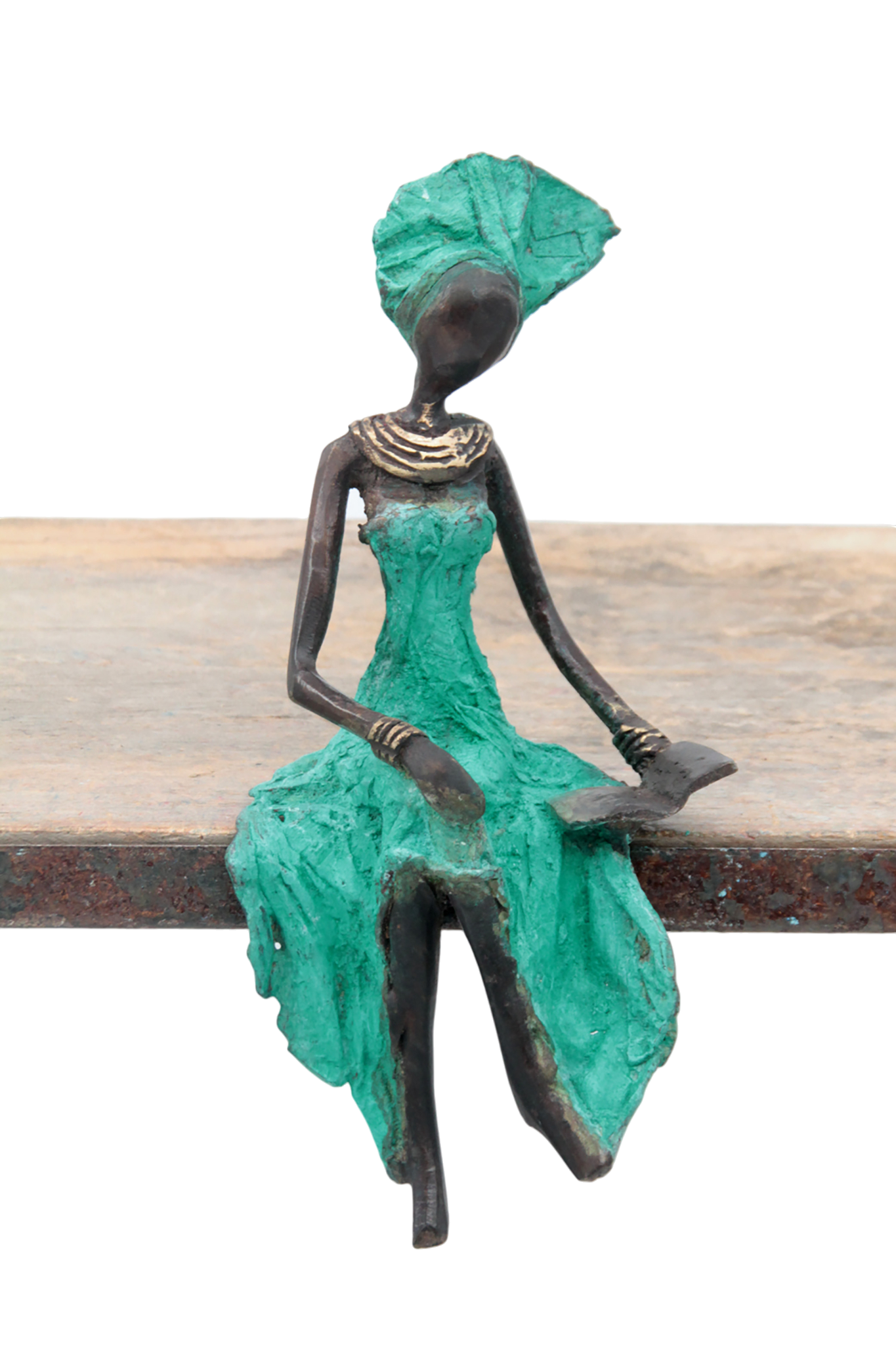 Bronze assis 20 cm turquoise n°5 
