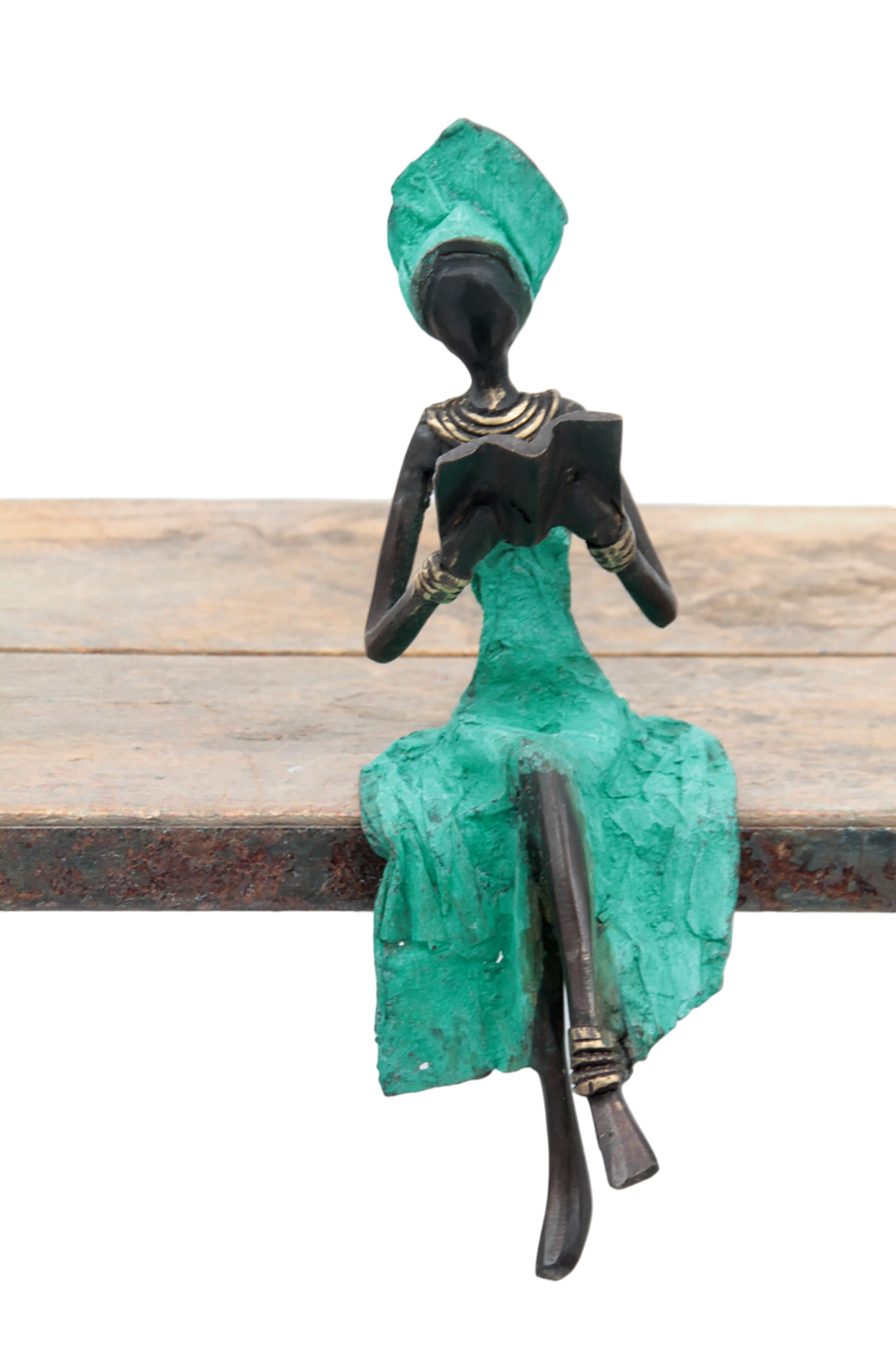 Bronze assis 20 cm turquoise n°8 