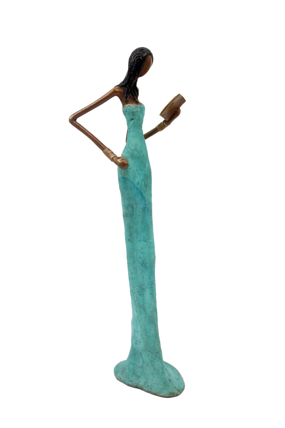 Bronze Issouf sans socle 55 cm turquoise n°1 Bronzes d&#39;Afrique
