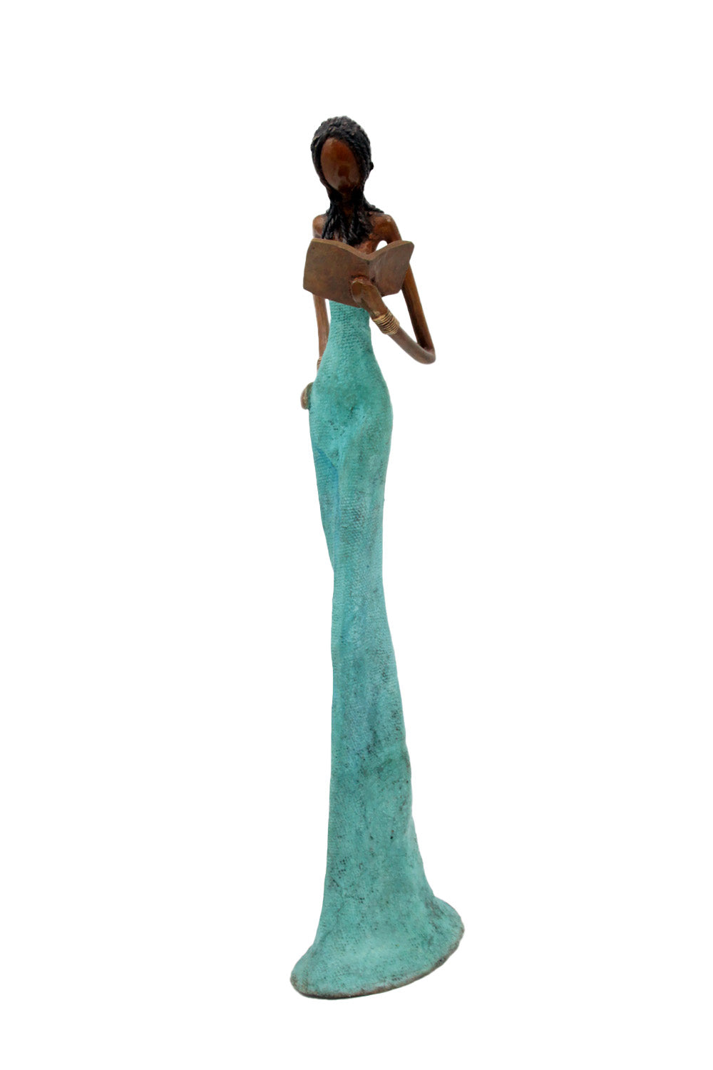 Bronze Issouf sans socle 55 cm turquoise n°1 Bronzes d&#39;Afrique