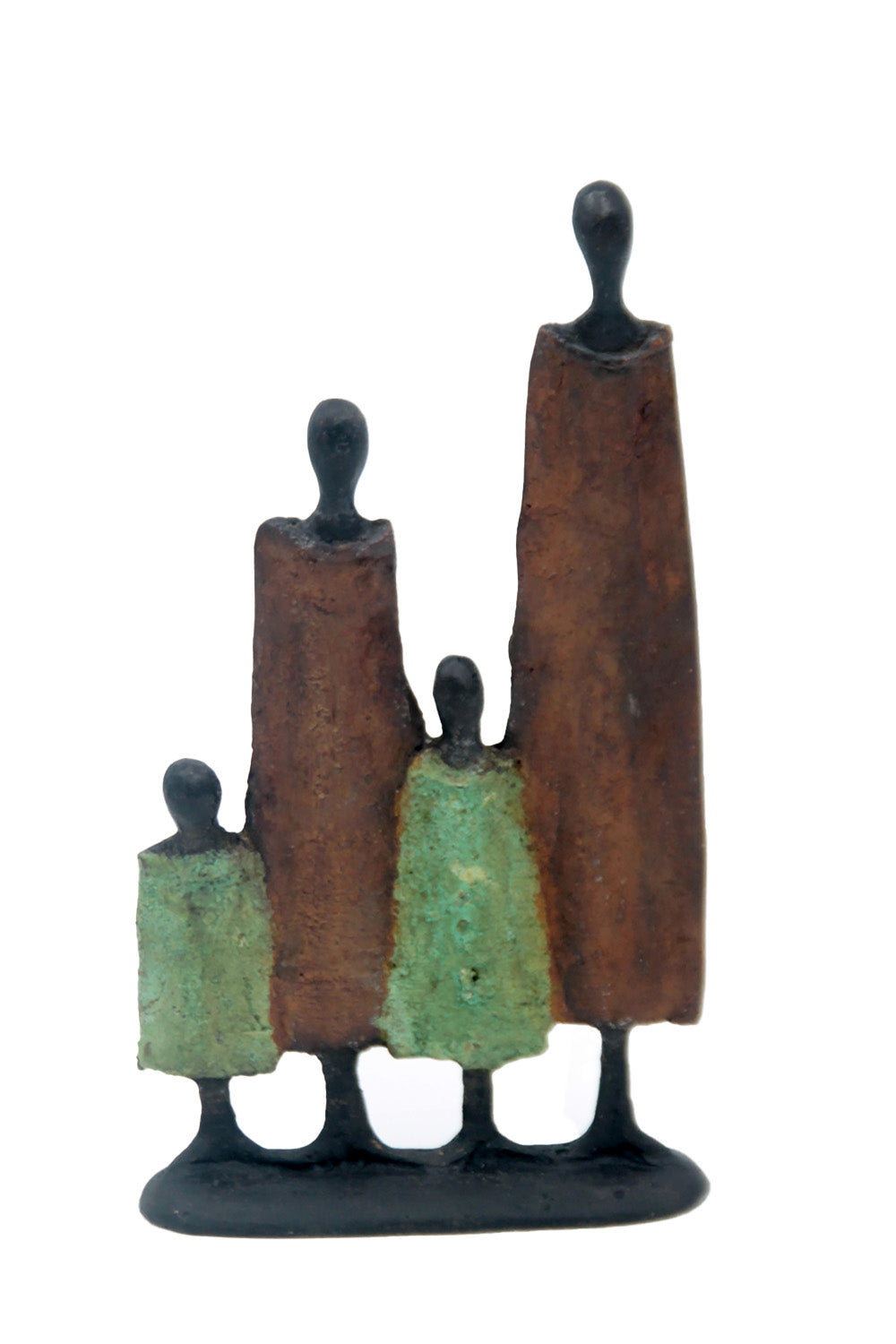 Bronze famille à 4 20 cm marron et vert n°5 Bronzes d'Afrique