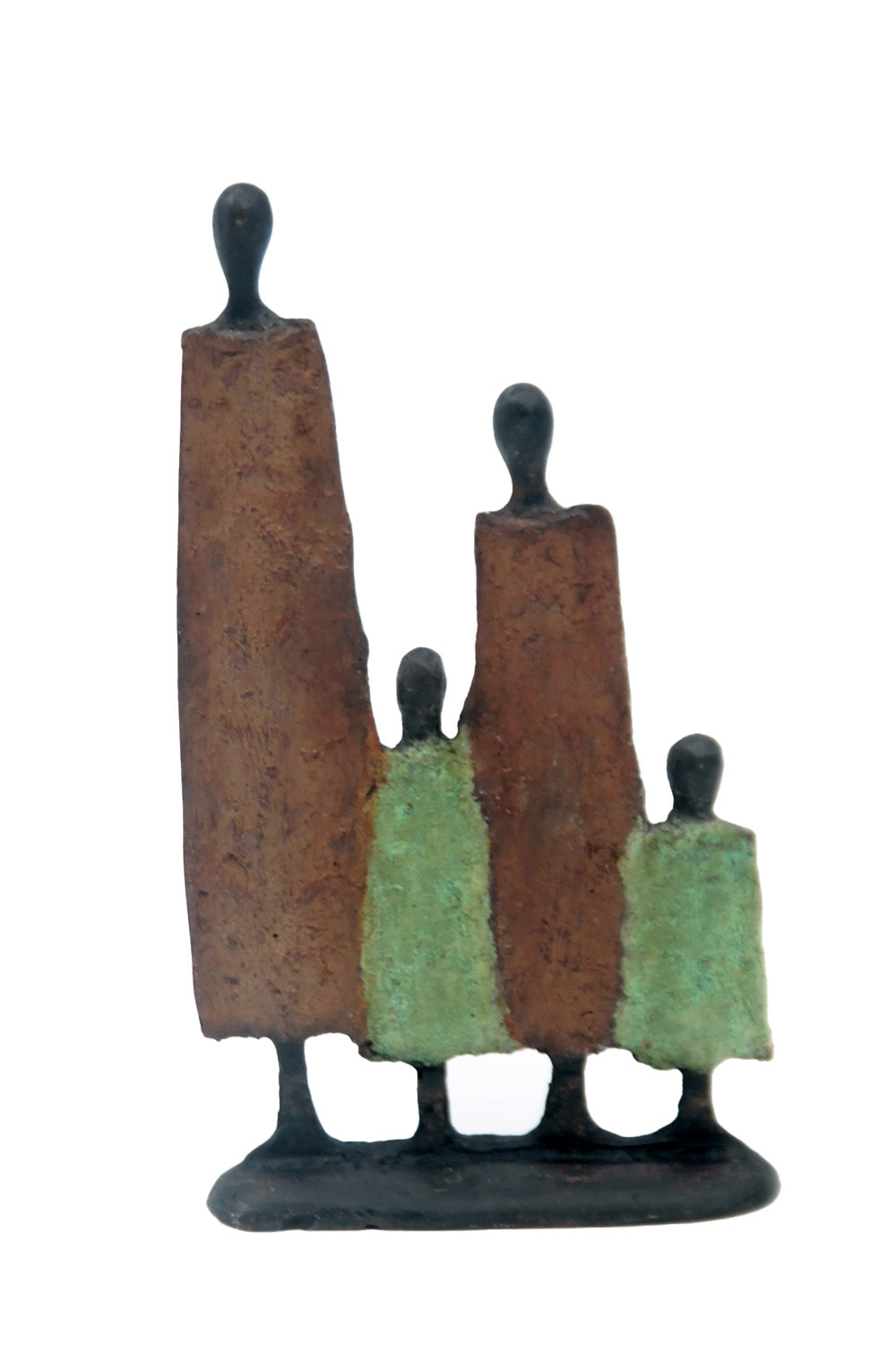 Bronze famille à 4 20 cm marron et vert n°5 Bronzes d'Afrique