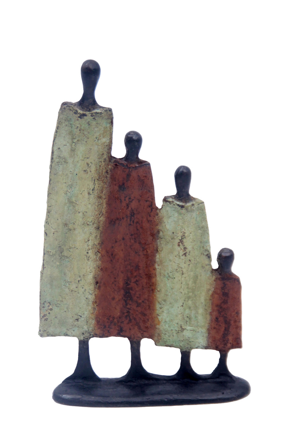 Bronze famille à 4 20 cm marron et vert n°7 Bronzes d'Afrique