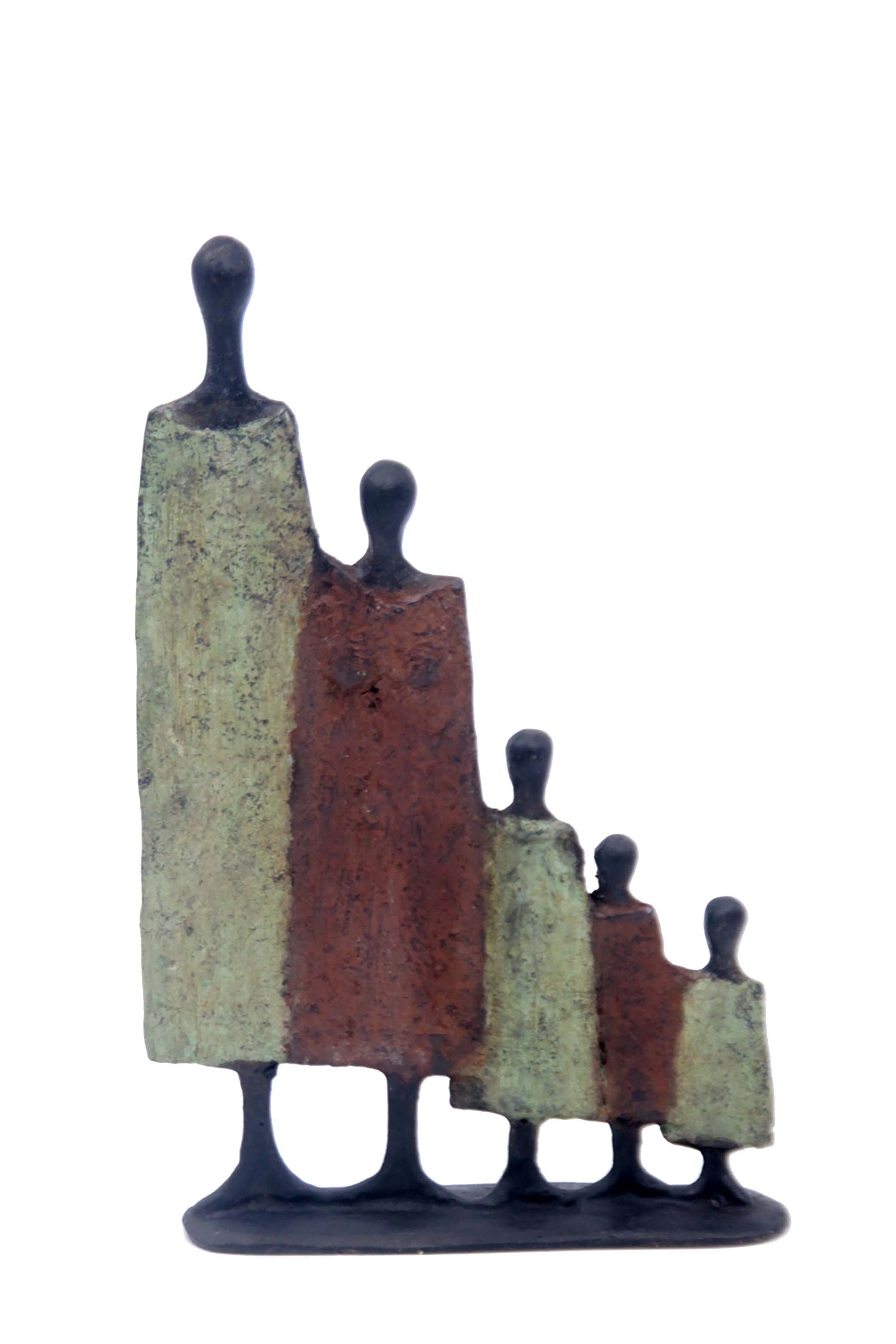 Famille 5 personnages marron & vert n°4 Bronzes d'Afrique