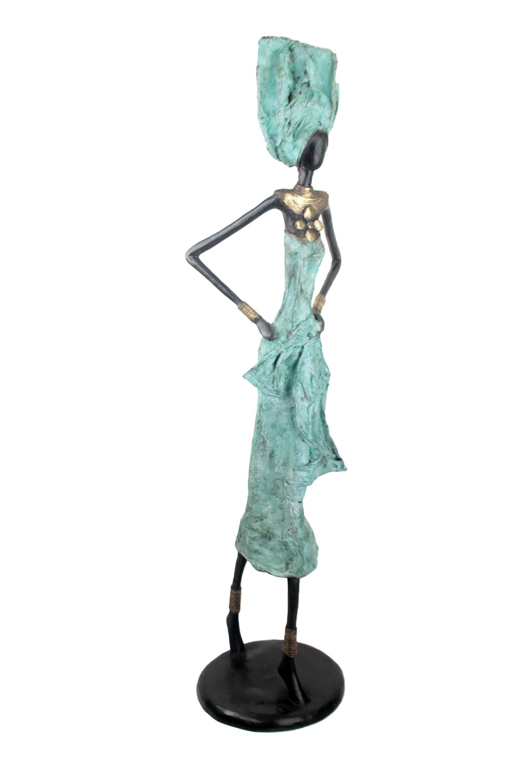 Bronze Issouf 110 cm turquoise n°2 Bronzes d&#39;Afrique
