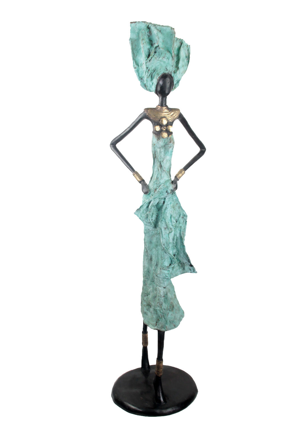 Bronze Issouf 110 cm turquoise n°2 Bronzes d&#39;Afrique