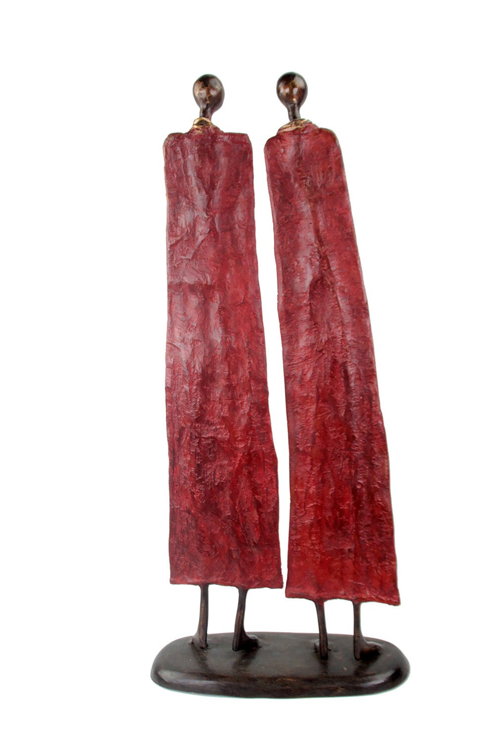 Couple plat 55 cm rouge Bronzes d&#39;Afrique