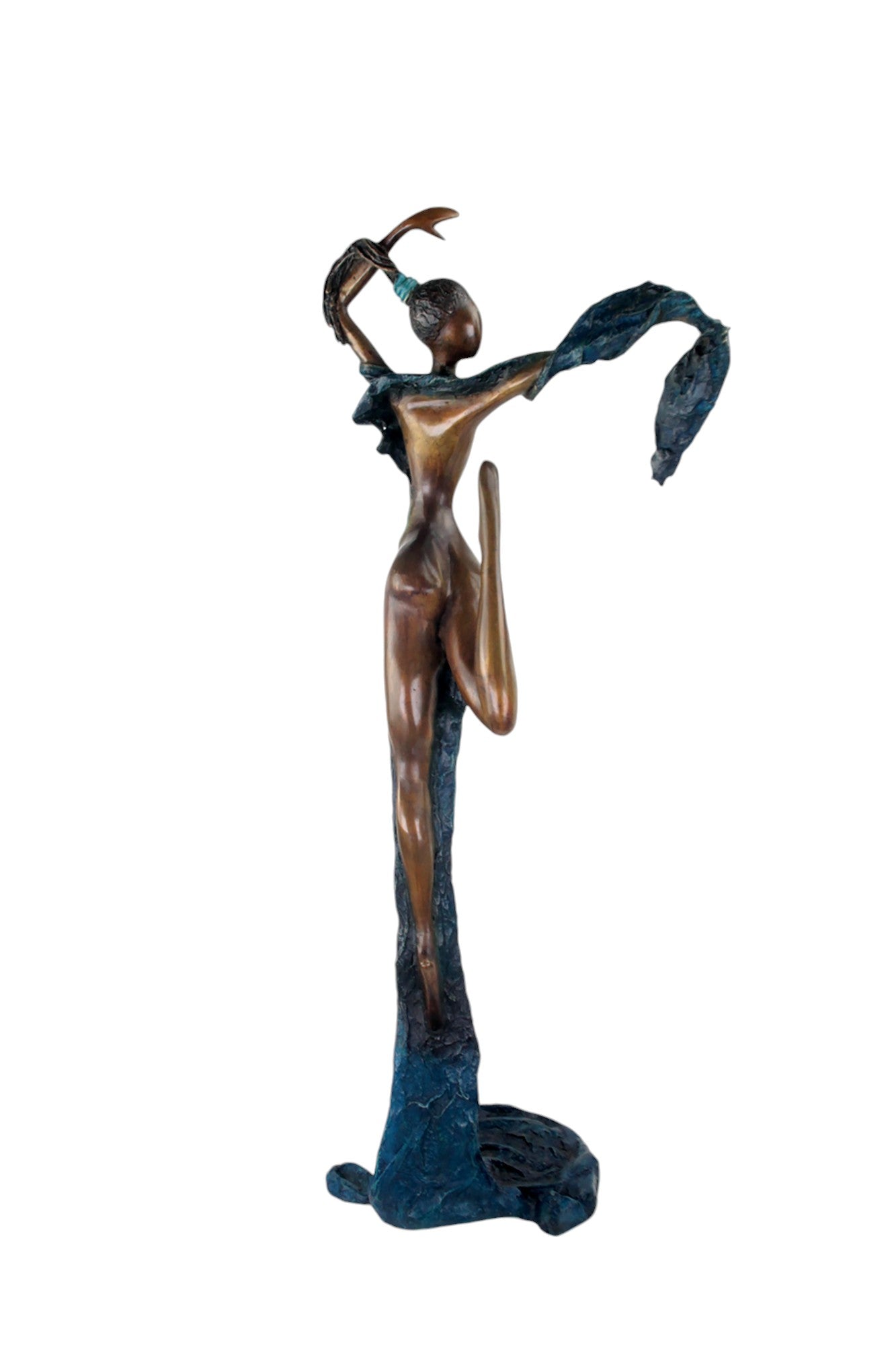 Bronze Issouf danseuse 70 cm bleu n°1 Bronzes d&#39;Afrique
