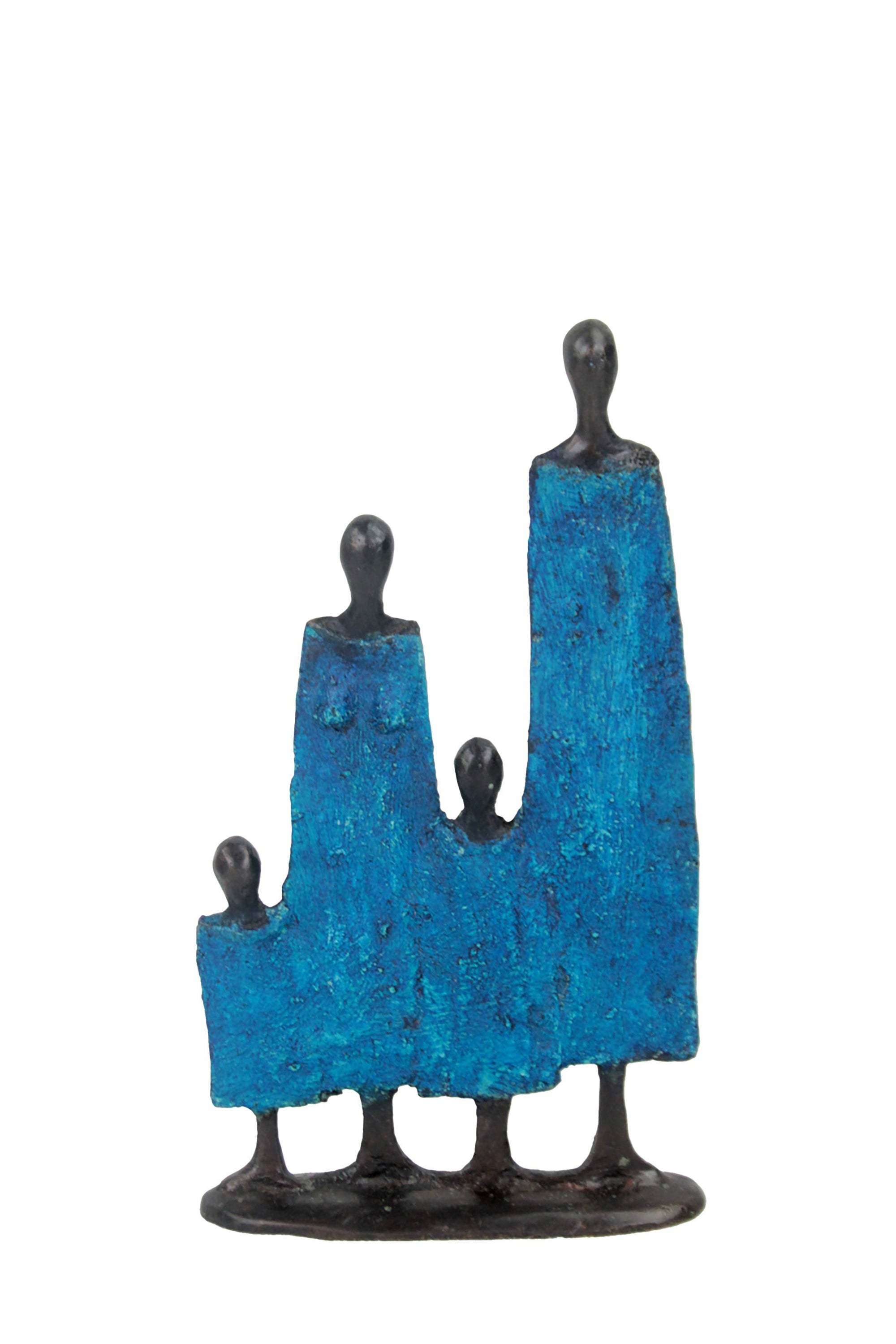Bronze famille à 4 20 cm bleu n°1 Bronzes d'Afrique