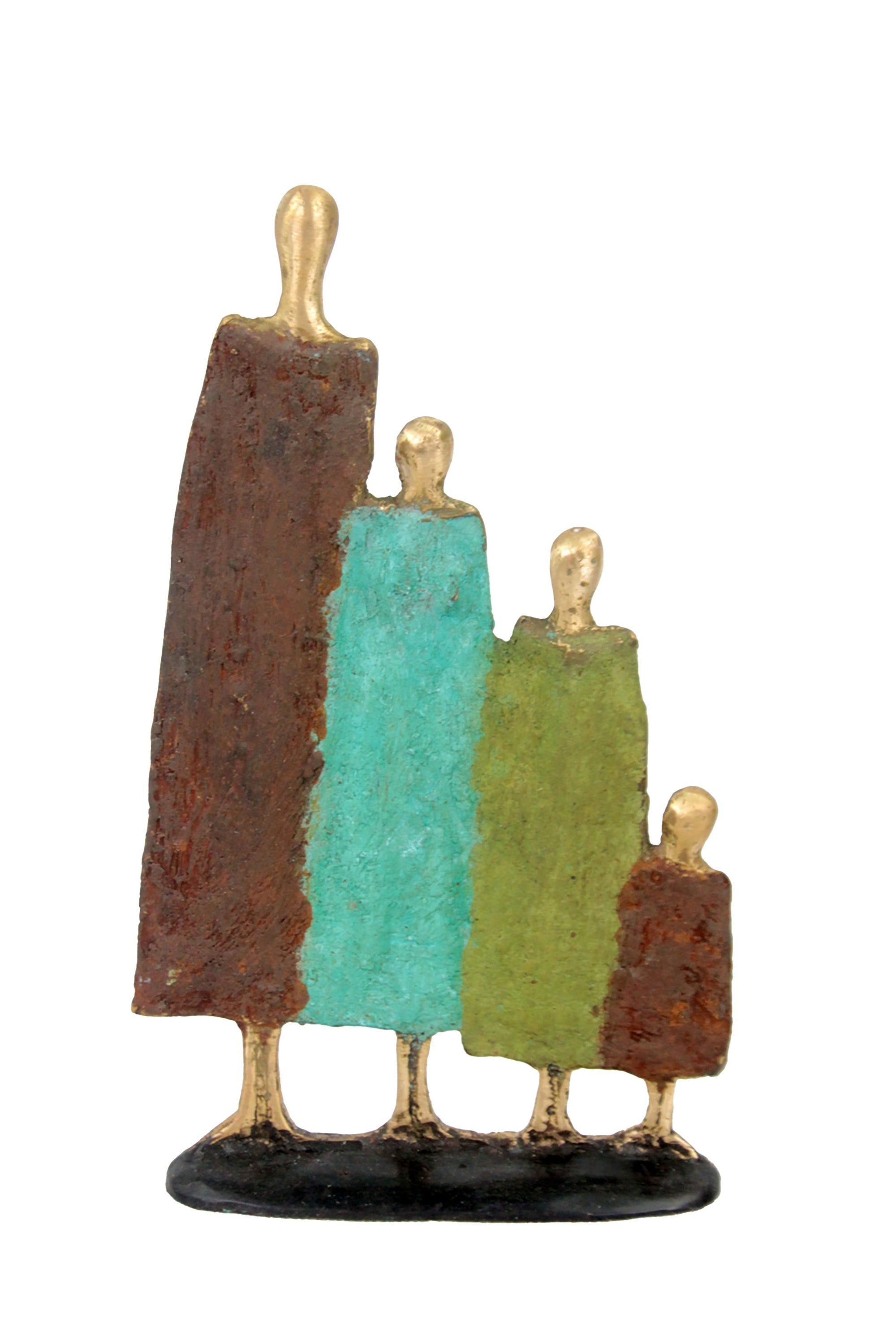 Bronze famille à 4 20 cm marron et vert n°9 Bronzes d'Afrique