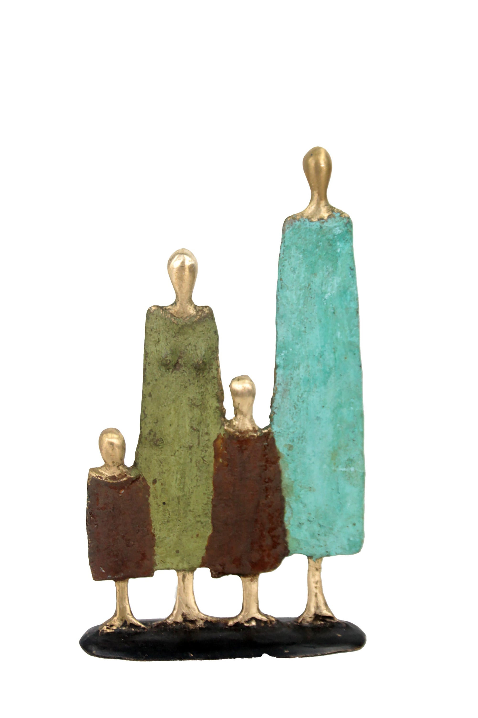 Bronze famille à 4 20 cm marron et vert n°8 Bronzes d'Afrique