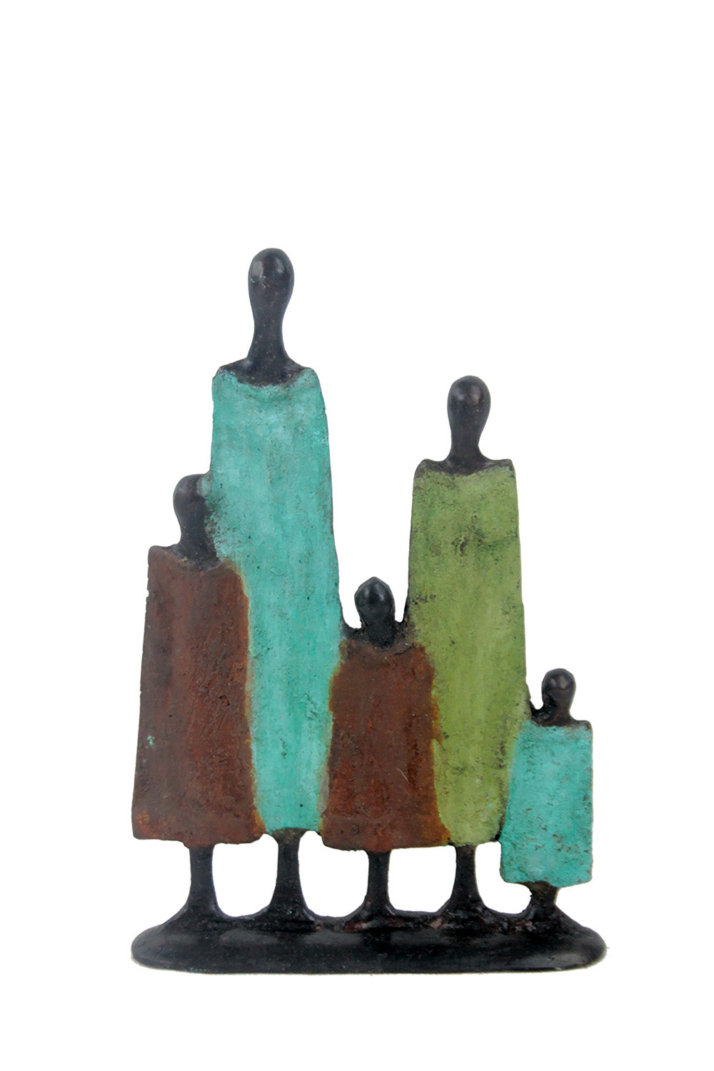 Famille 5 personnages marron & vert n°5 Bronzes d'Afrique