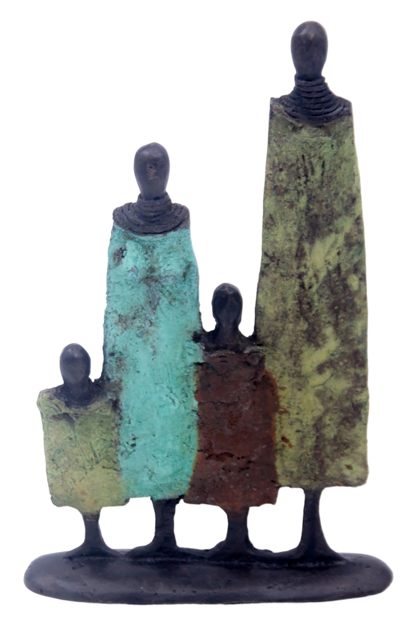 Bronze famille à 4 20 cm marron et vert n°4 Bronzes d'Afrique