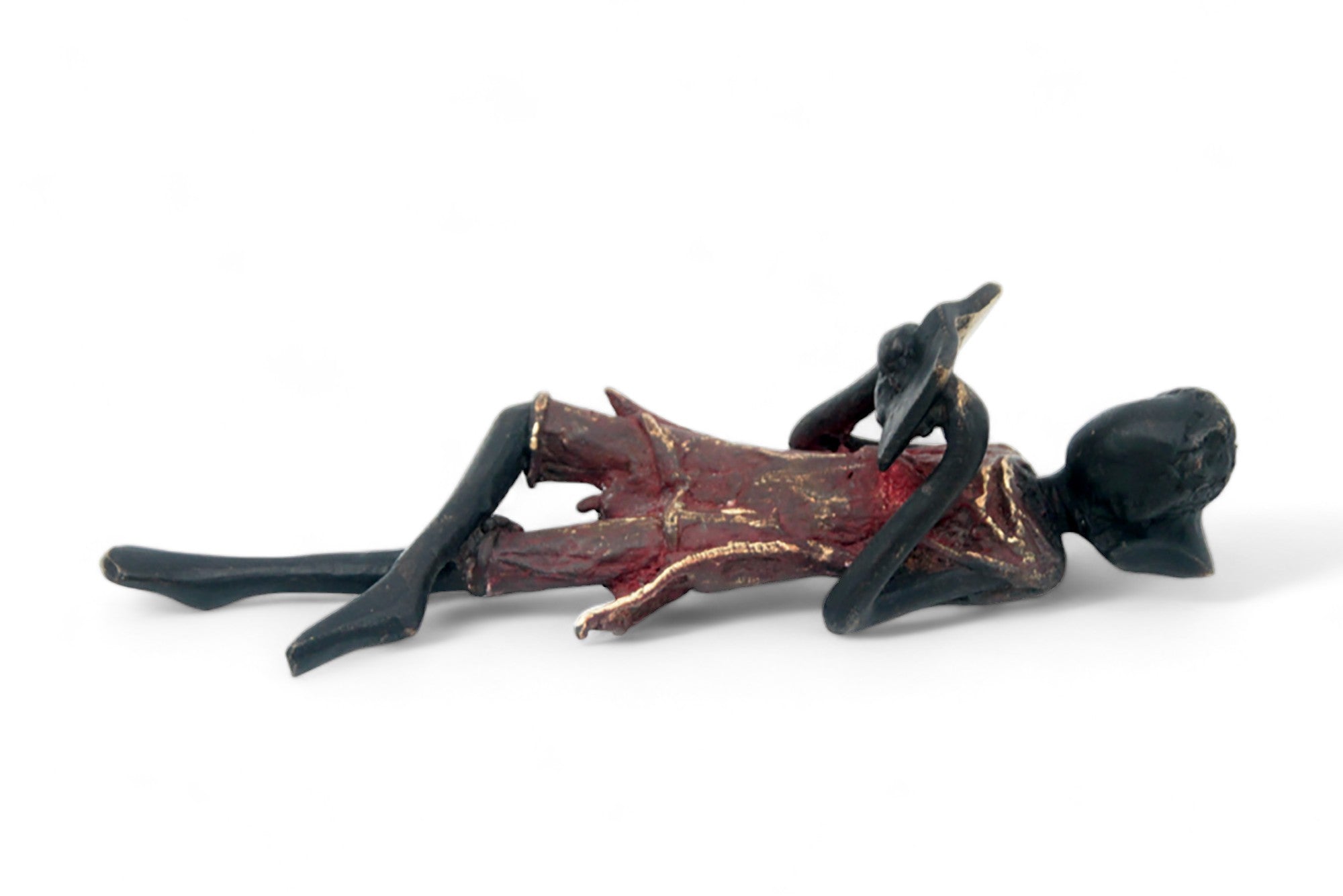 Bronze allongé 20 cm rouge n°5 Bronzes d&#39;Afrique