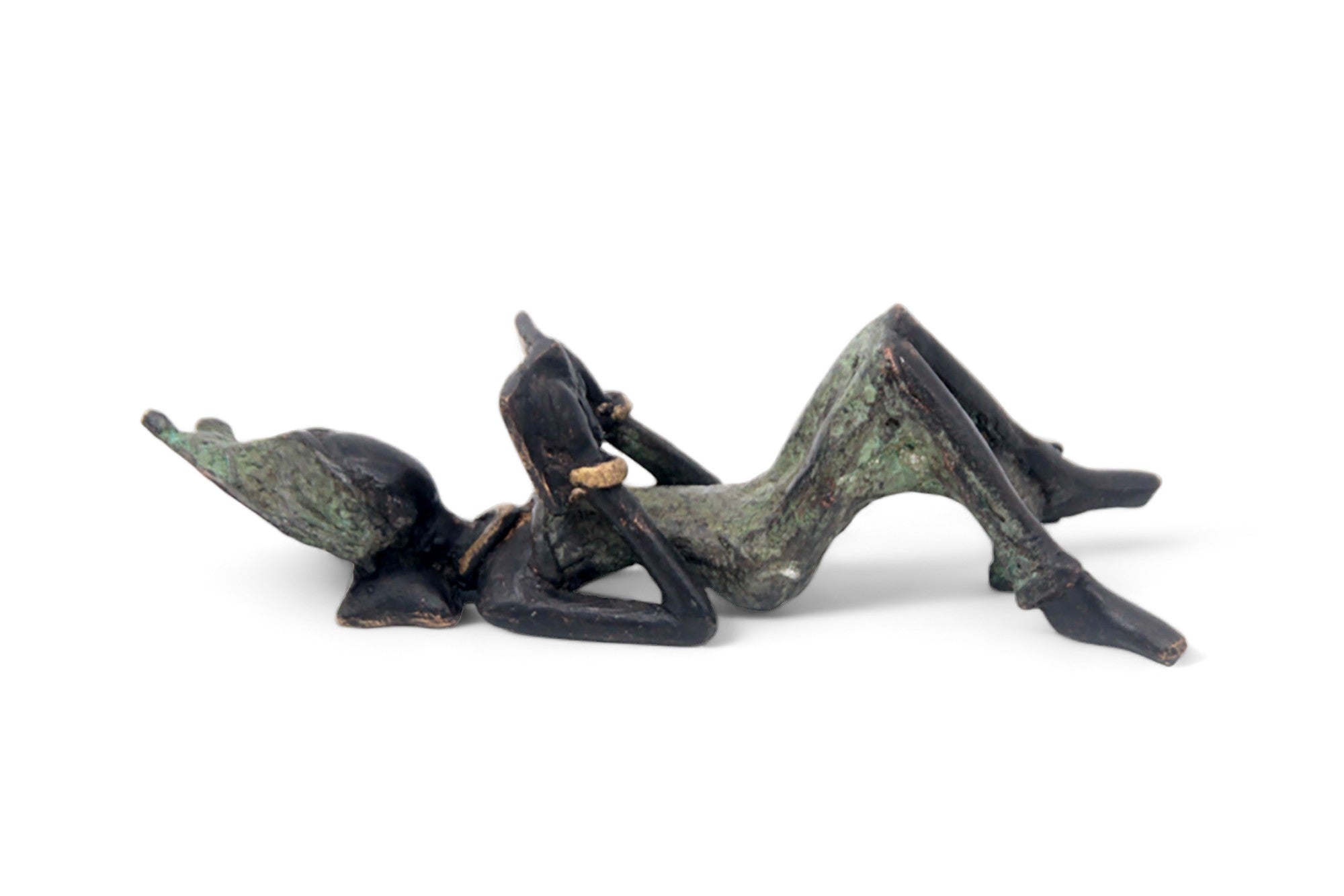 Bronze allongé 20 cm vert n°12 Bronzes d&#39;Afrique