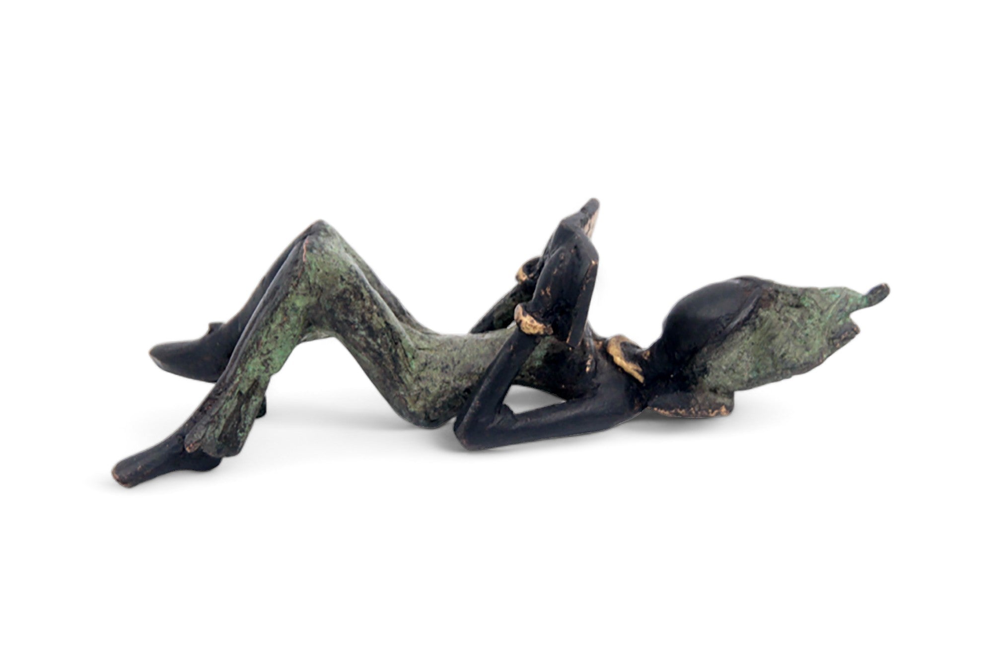 Bronze allongé 20 cm vert n°12 Bronzes d&#39;Afrique
