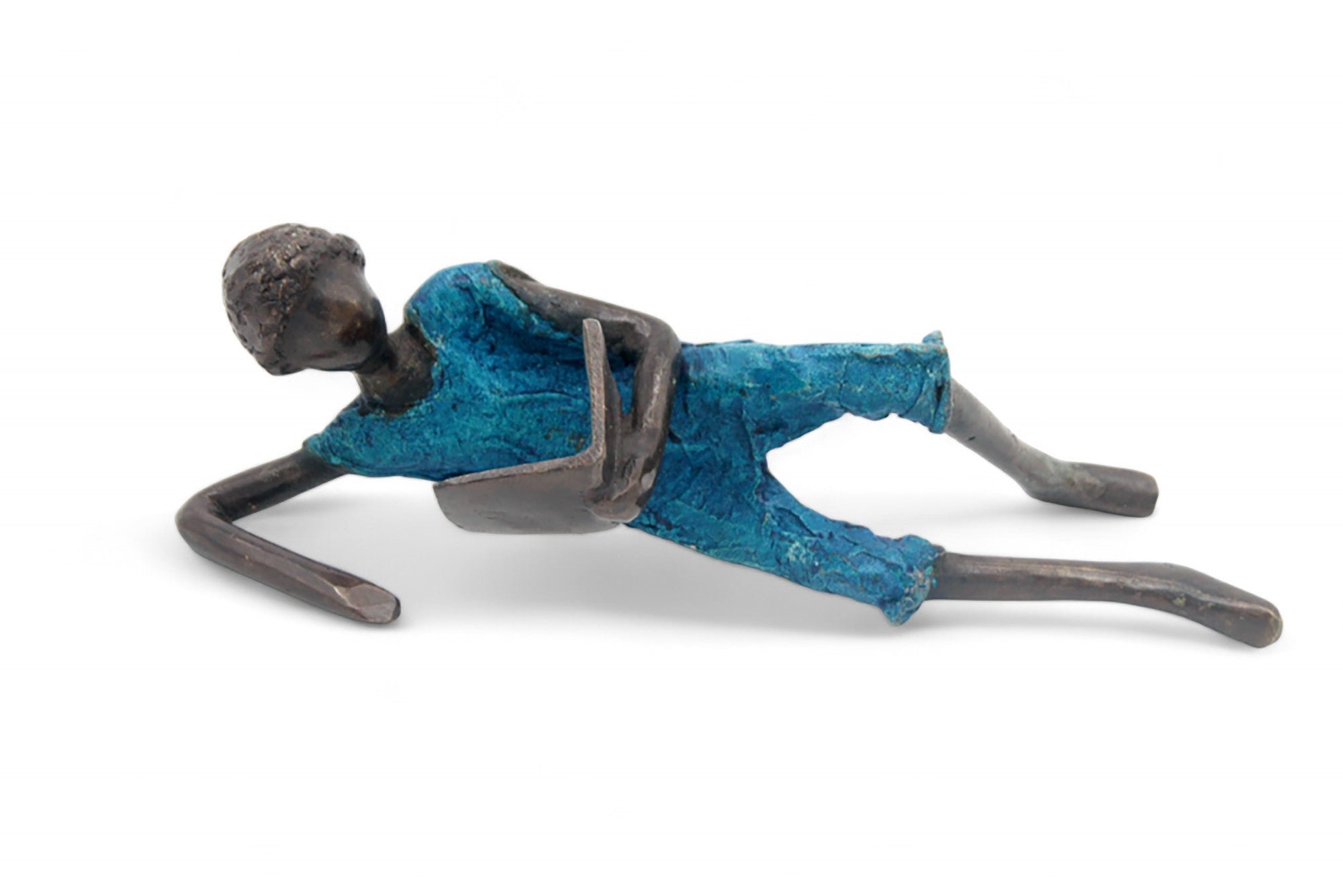 Bronze allongé 20 cm bleu n°12 Bronzes d&#39;Afrique