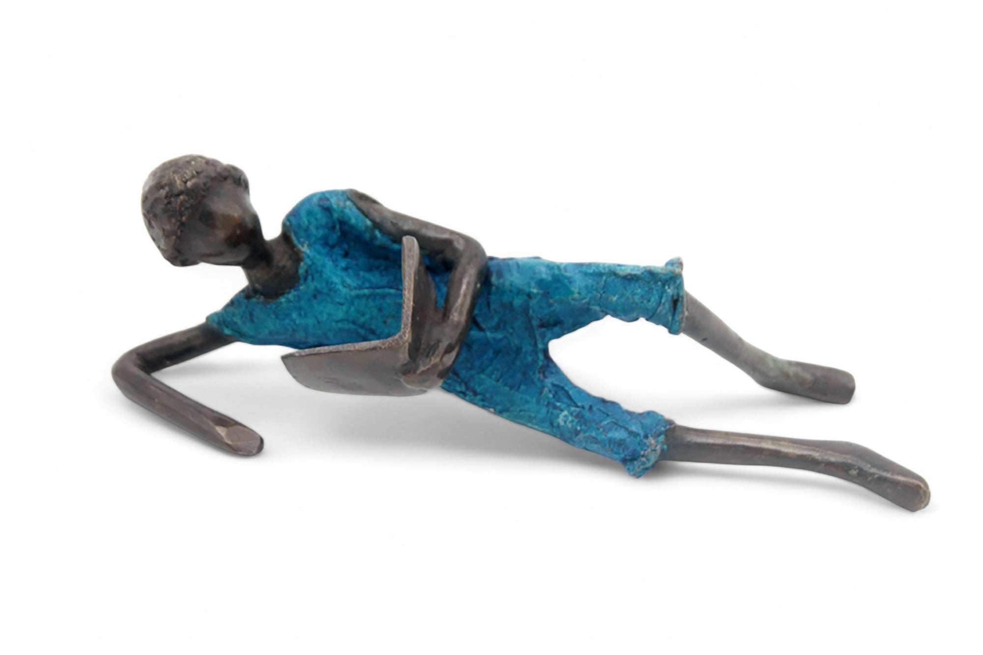 Bronze allongé 20 cm bleu n°12 Bronzes d&#39;Afrique