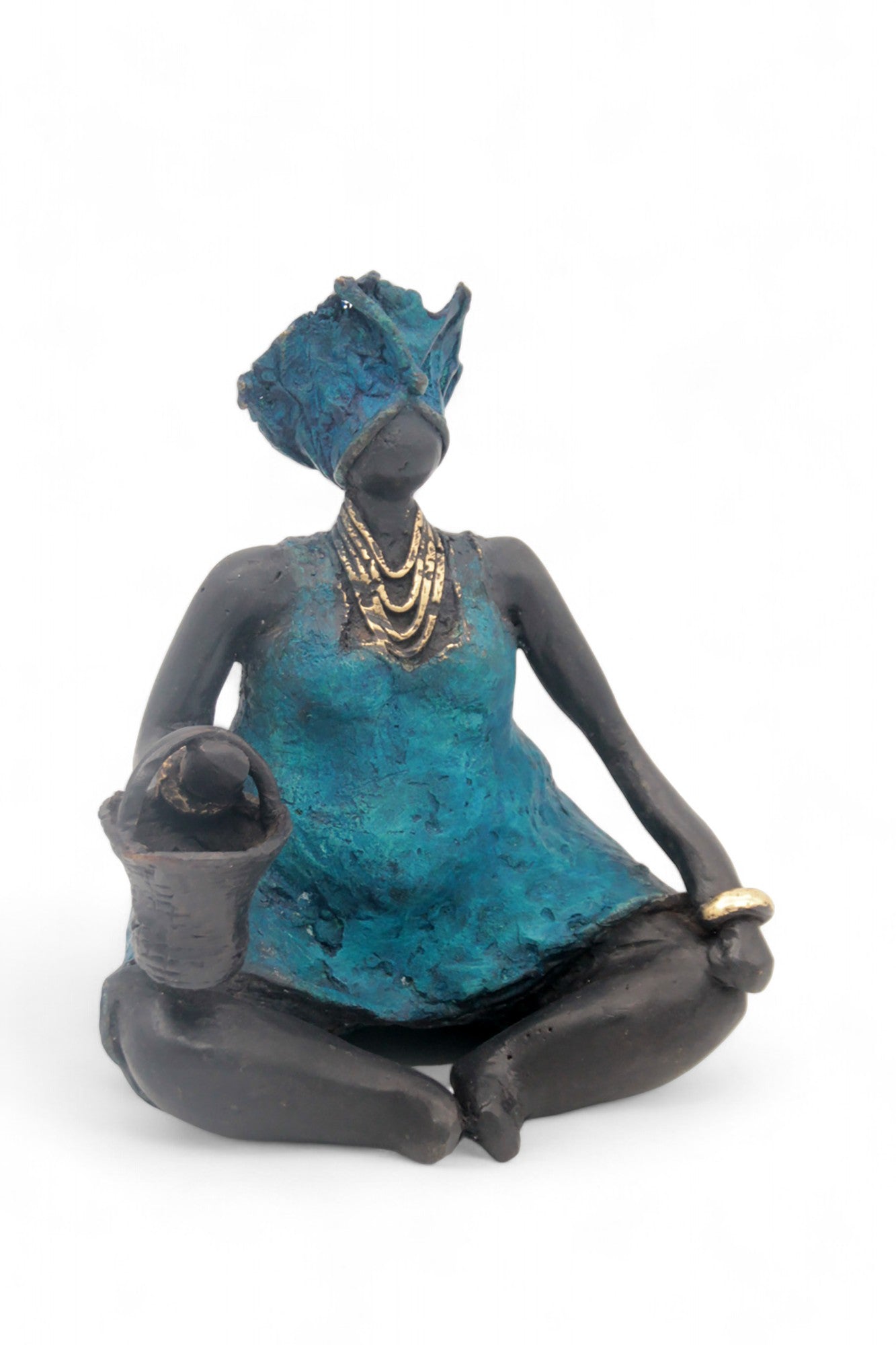 Bronze Big Mama 20 cm bleu n°1 Bronzes d&#39;Afrique