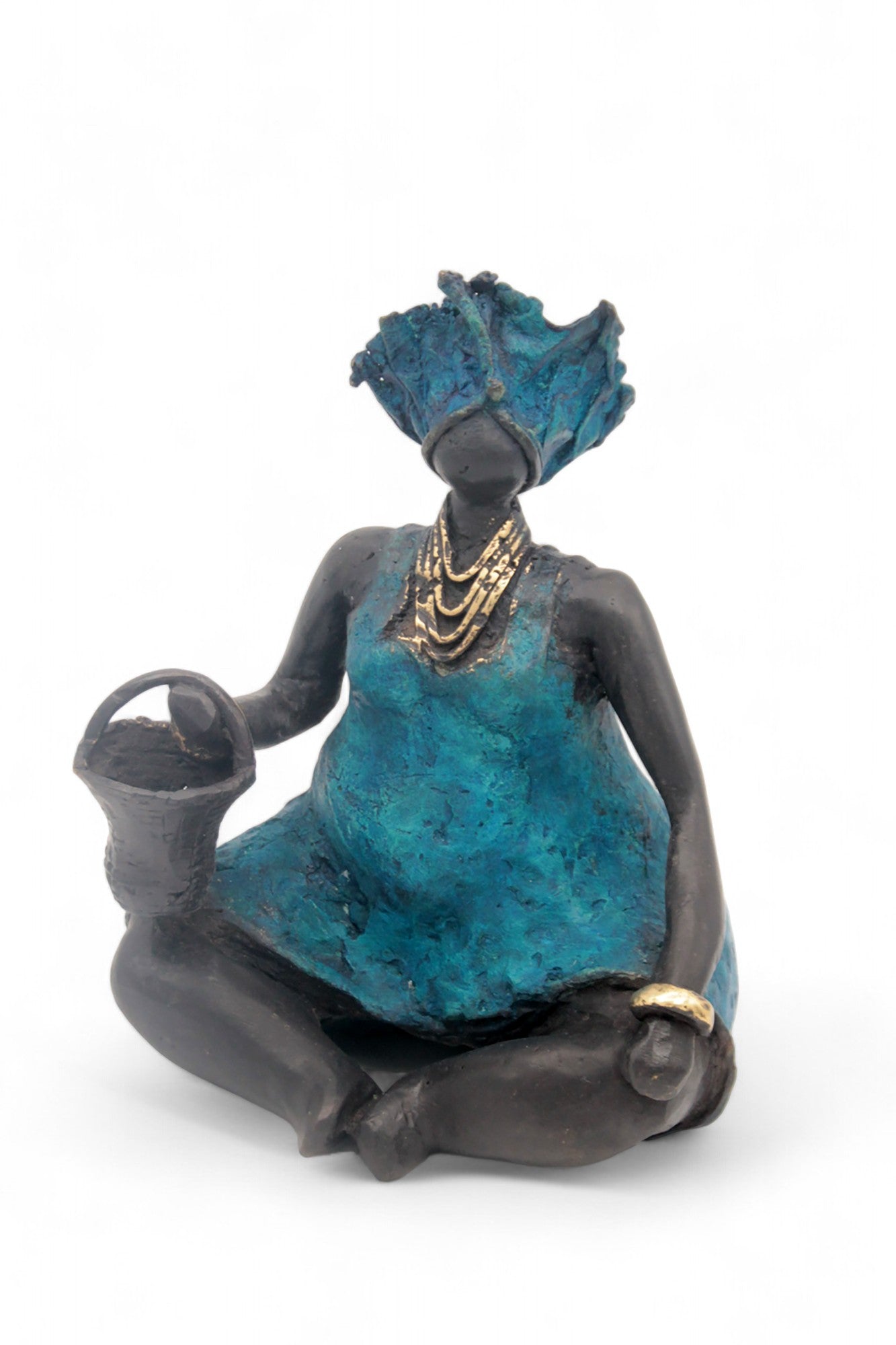 Bronze Big Mama 20 cm bleu n°1 Bronzes d&#39;Afrique