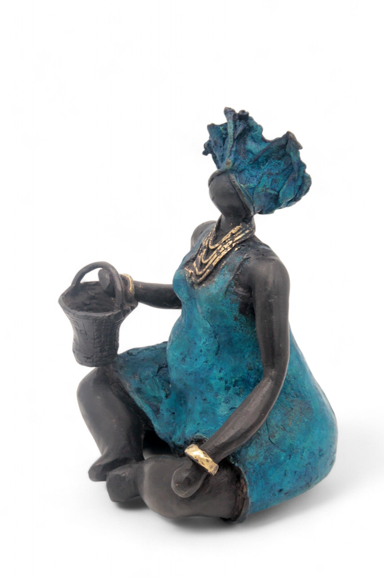 Bronze Big Mama 20 cm bleu n°1 Bronzes d&#39;Afrique