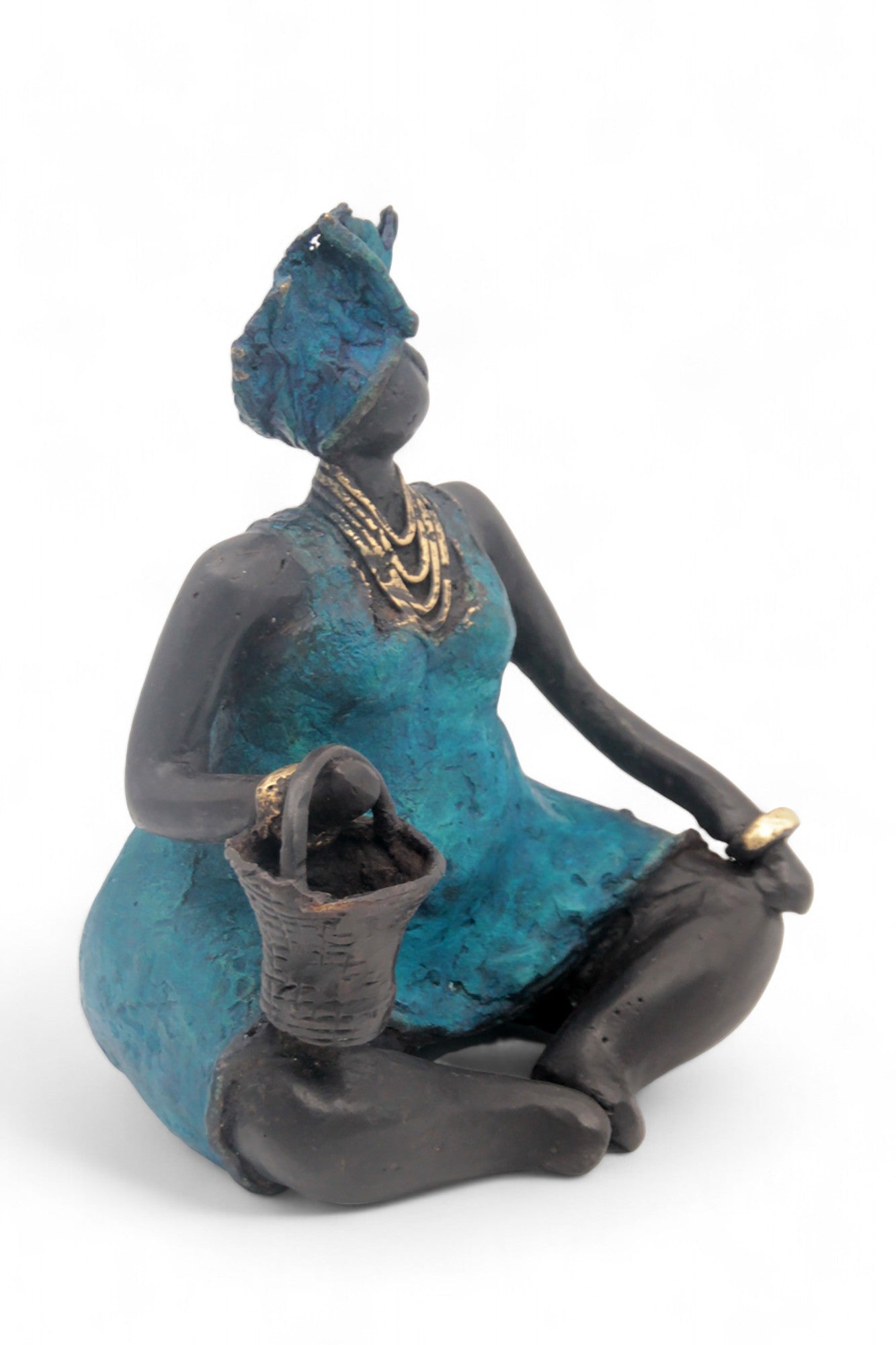 Bronze Big Mama 20 cm bleu n°1 Bronzes d&#39;Afrique