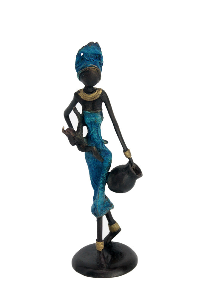 Bronze 25 cm bleu n°10 Bronzes d&#39;Afrique