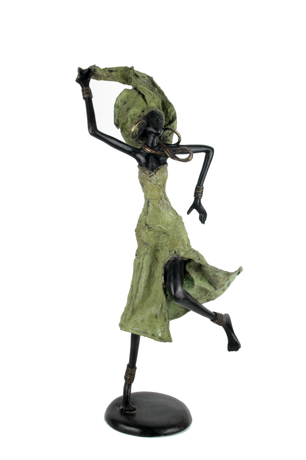 Bronze danseuse 50 cm vert et marron n°1 Bronzes d'Afrique