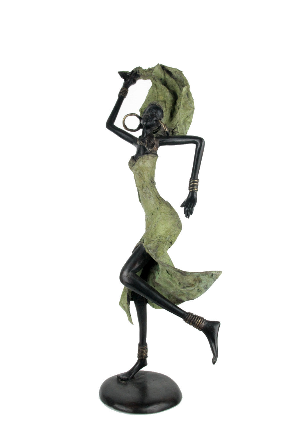 Bronze danseuse 50 cm vert et marron n°1 Bronzes d'Afrique