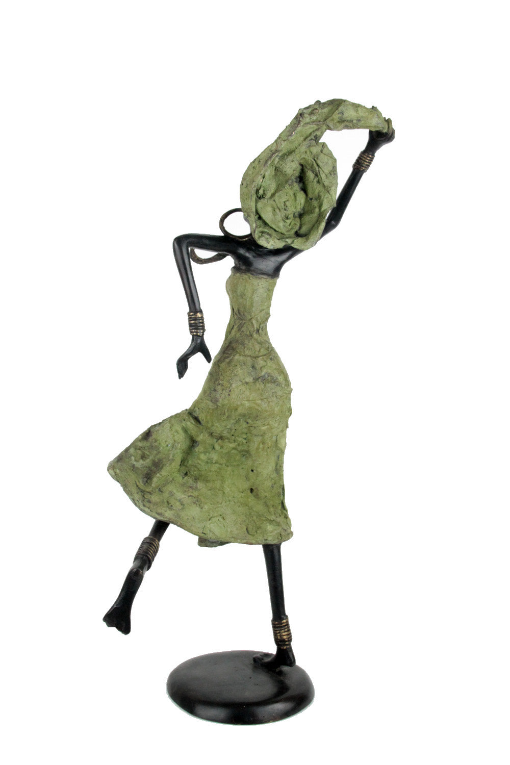 Bronze danseuse 50 cm vert et marron n°1 Bronzes d'Afrique