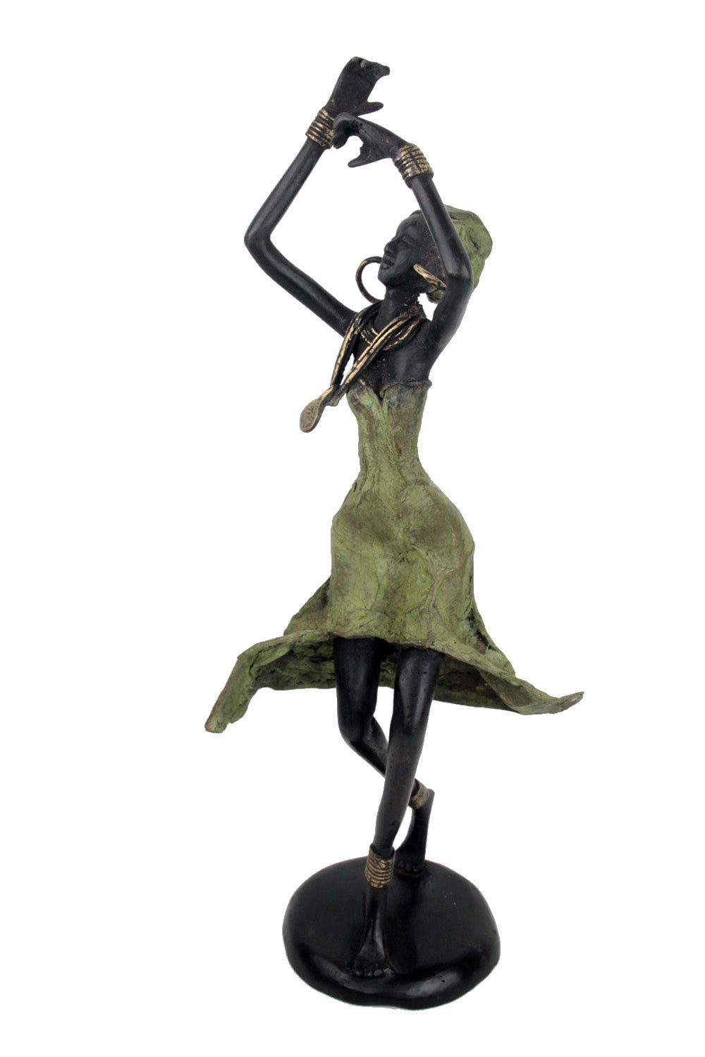 Bronze danseuse 50 cm vert et marron n°2 Bronzes d'Afrique