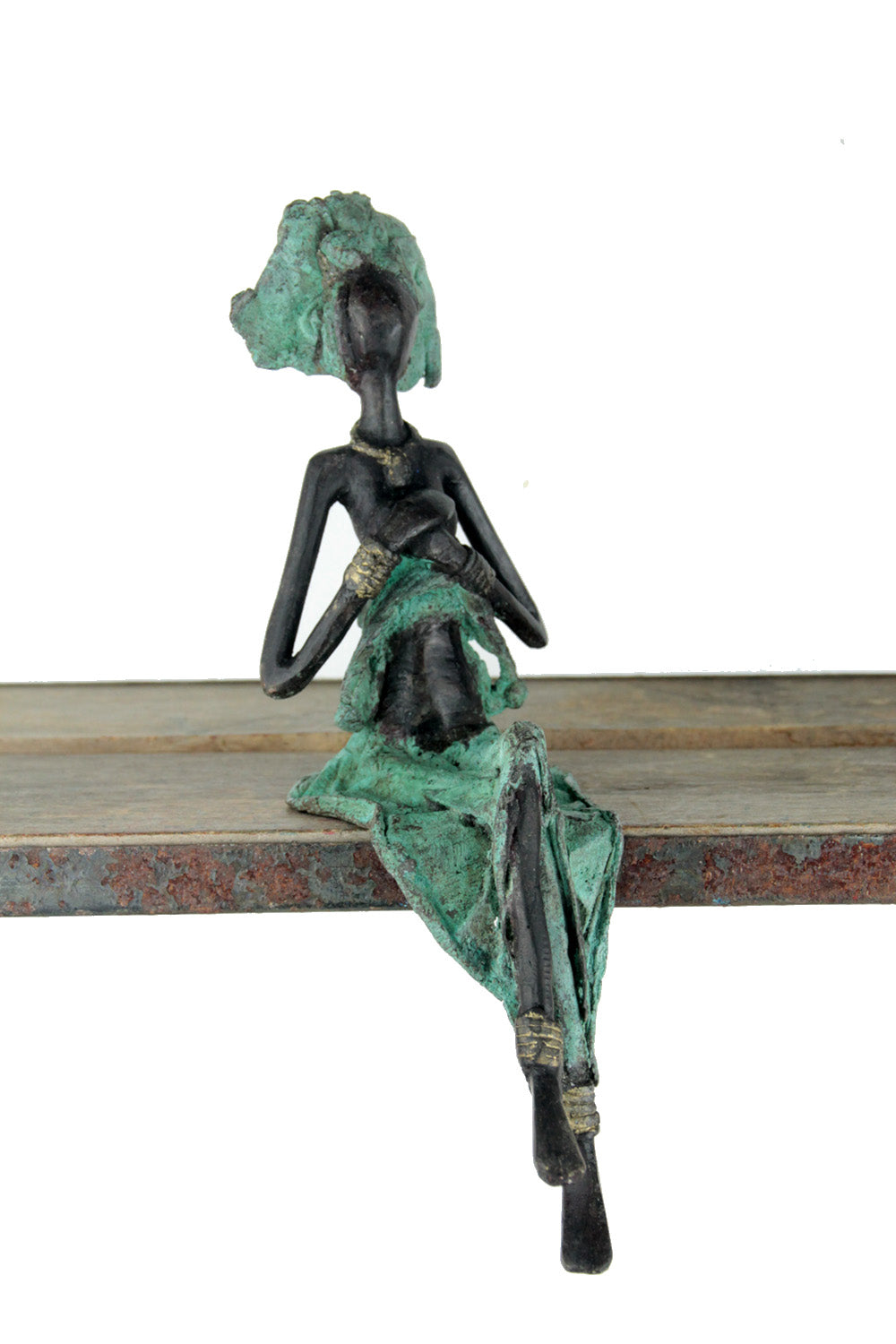 Bronze assis 25 cm vert n°13 Bronzes d&#39;Afrique