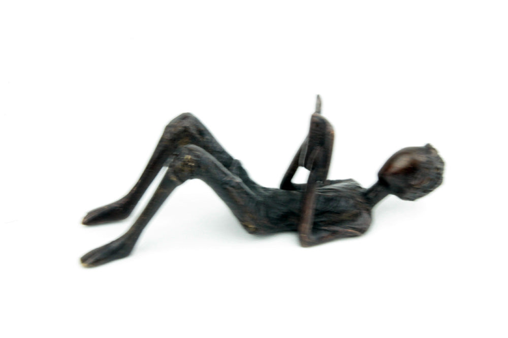 Bronze allongé 20 cm noir n°6 Bronzes d&#39;Afrique