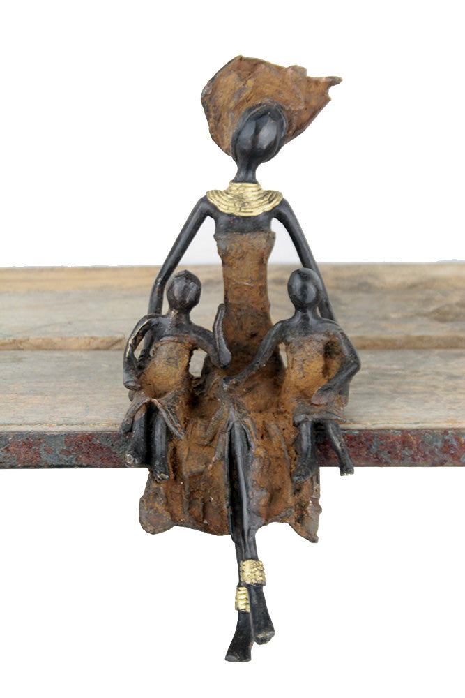 Bronze assis 25 cm marron n°10 Bronzes d&#39;Afrique