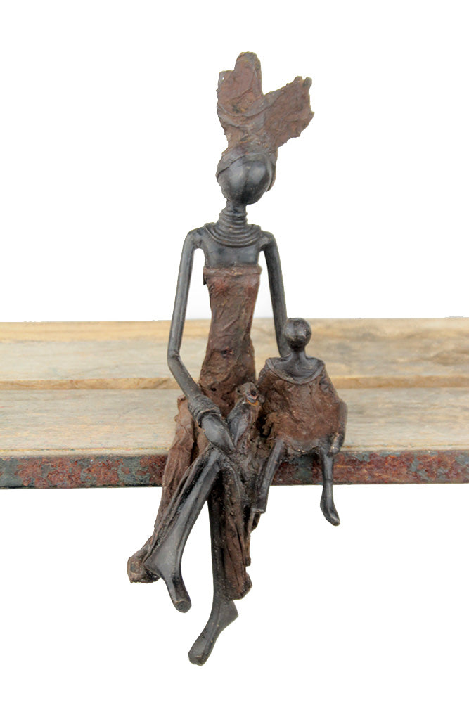 Bronze assis 25 cm marron n°16 Bronzes d&#39;Afrique