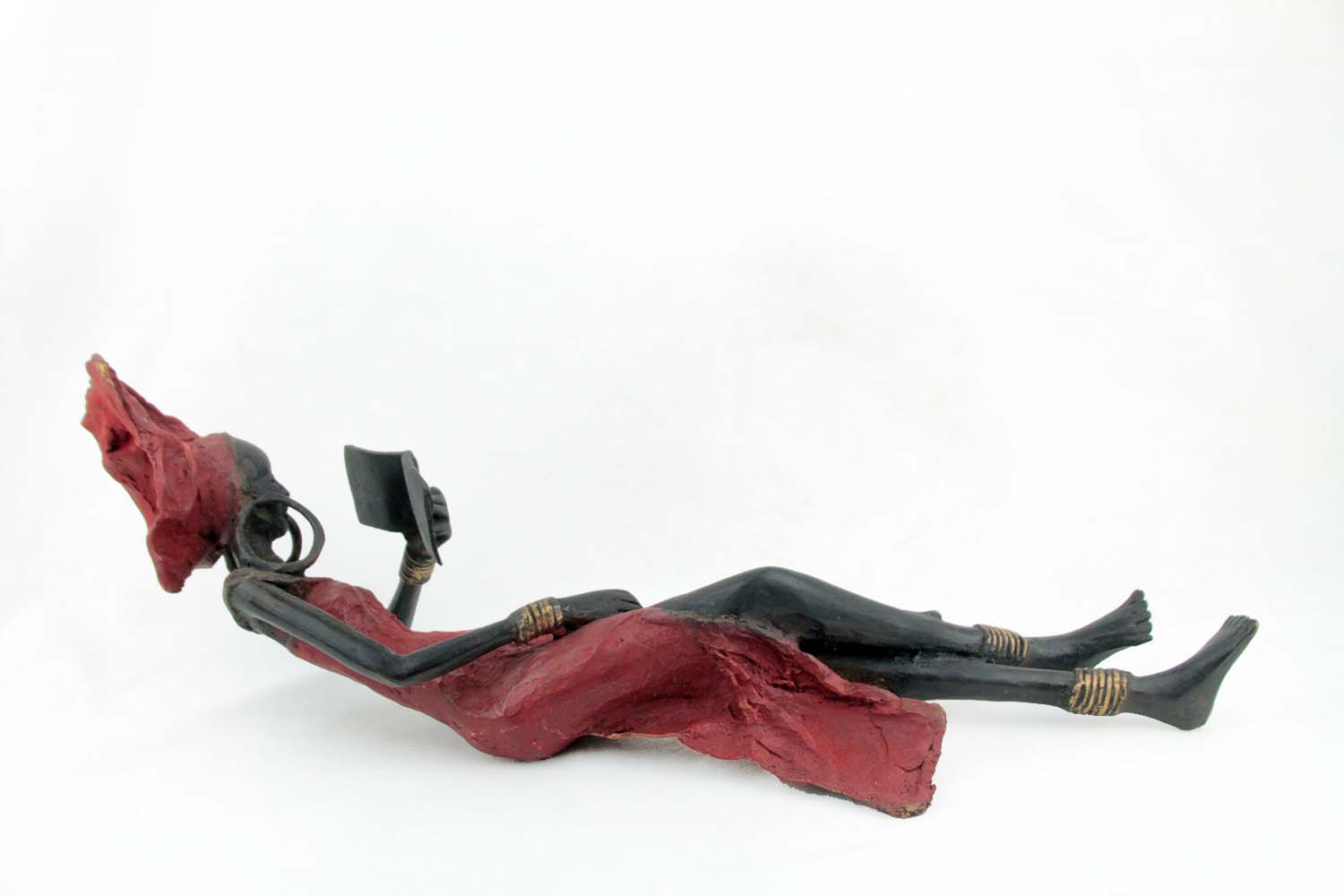Bronze allongé 50 cm rouge n°1 Bronzes d&#39;Afrique