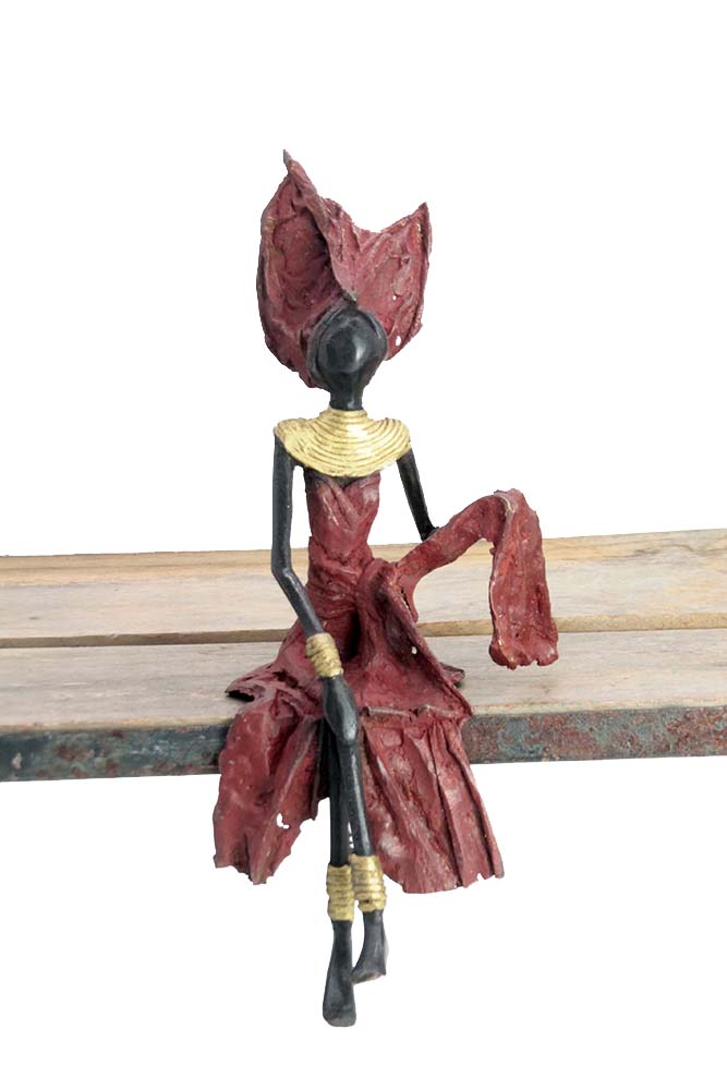 Bronze assis 25 cm rouge n°14 Bronzes d&#39;Afrique