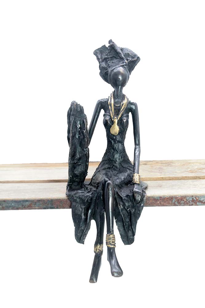Bronze assis 35 cm noir n°2 Bronzes d&#39;Afrique